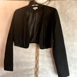 Better Be size L LARGE crop cowgirl fringe sweater black suede soft non-stretch